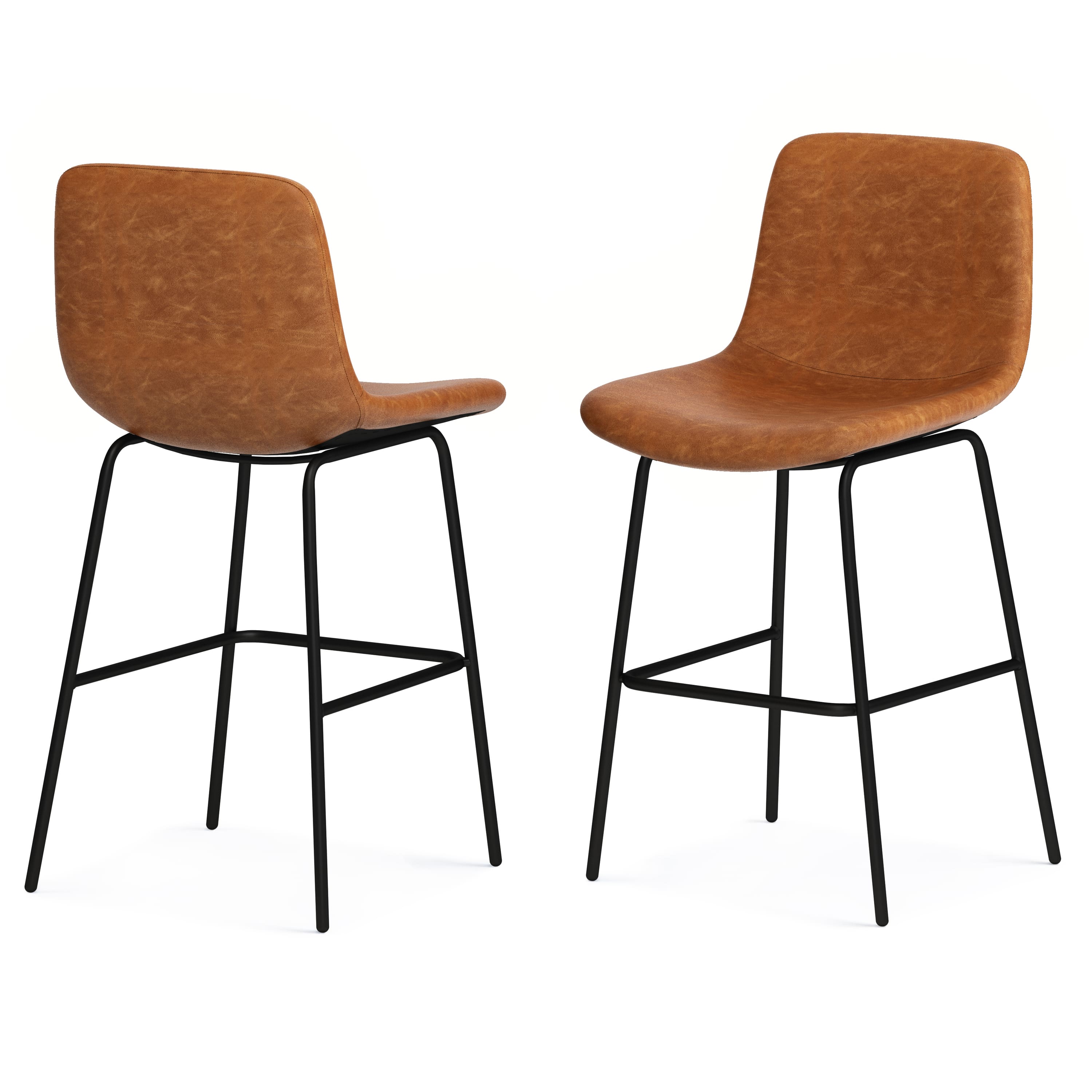 Angle. Simpli Home - Jolie Counter Height Stool (Set of 2) - Camel Brown.