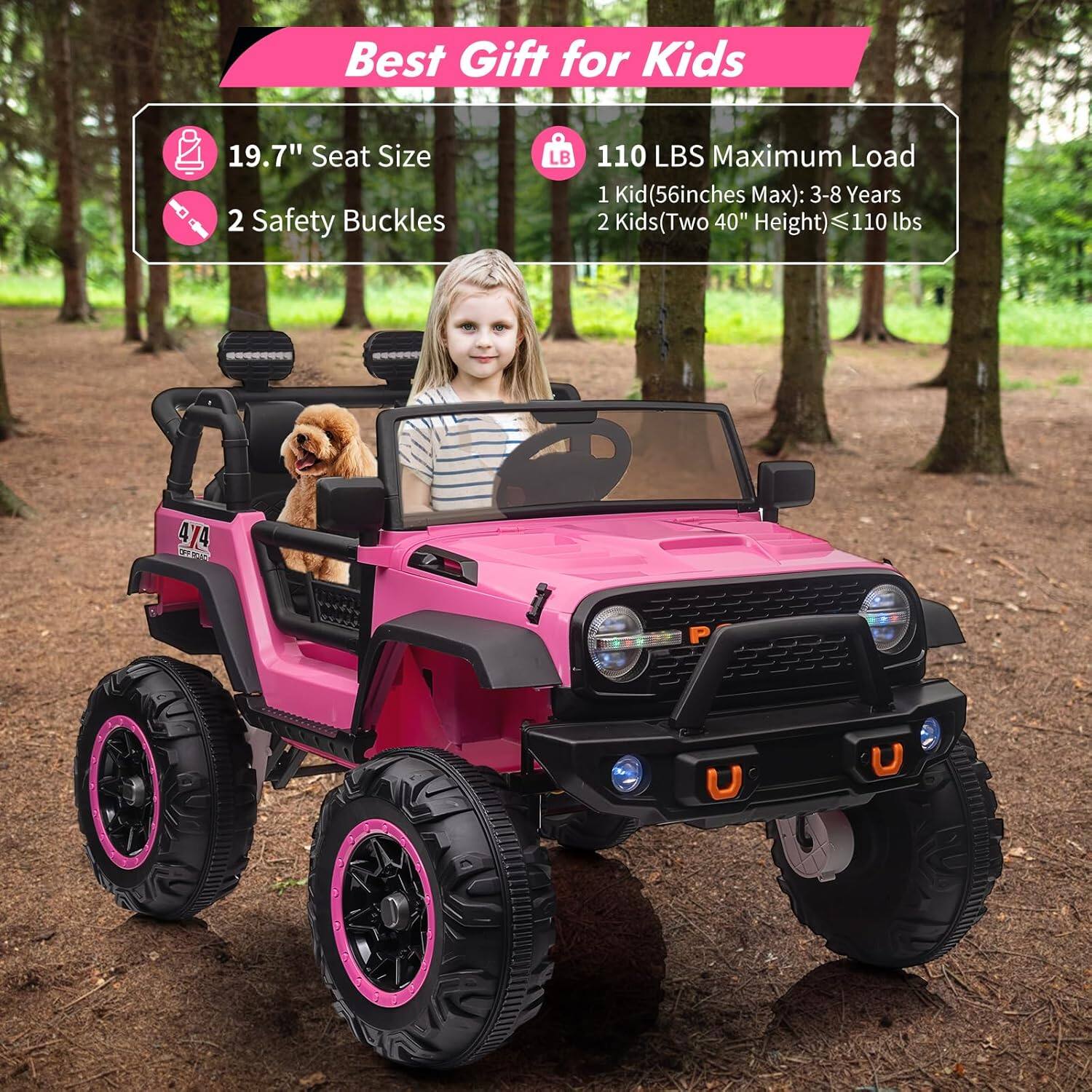 Best Gift for Kids

- 19.7" Seat Size
- 2 Safety Buckles
- 110 LBS Maximum Load
  - 1 Kid (56 inches Max): 3-8 Years
  - 2 Kids (Two 40" Height) ≤ 110 lbs
