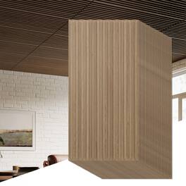 Costway - 24-Pack PVC Slat Wall Panels, 3D Fluted Panels for Interior Wall Decoration - Walnut