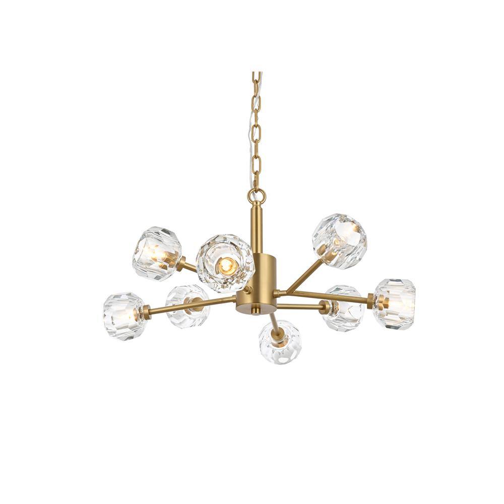 Angle. Elegant Lighting - Graham 8 Light Pendant in Gold - Gold And Clear.