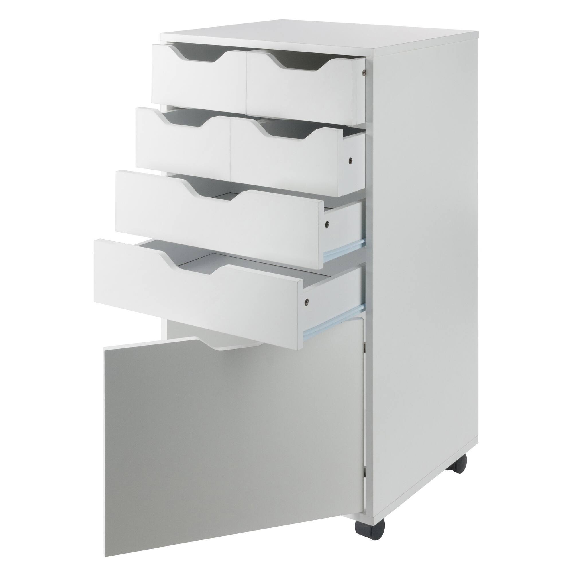 Alt View 1. Winsome Wood - Halifax Bins & Drawers Multi-Storage Tall Mobile Cabinet - White.