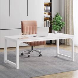 Tribesigns - Modern Computer Desk, 63 x 31.5 inch Large Executive Office Desk Computer Table Study Writing Desk Workstation for Home - White