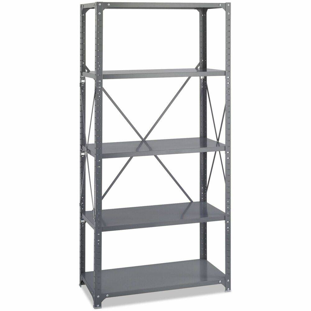 Front. Safco - Safco Commercial 5 Shelf Kit 36" W x 18" D x 75" H 5 x Shelf Dark Gray Steel - Gray|Dark Gray.