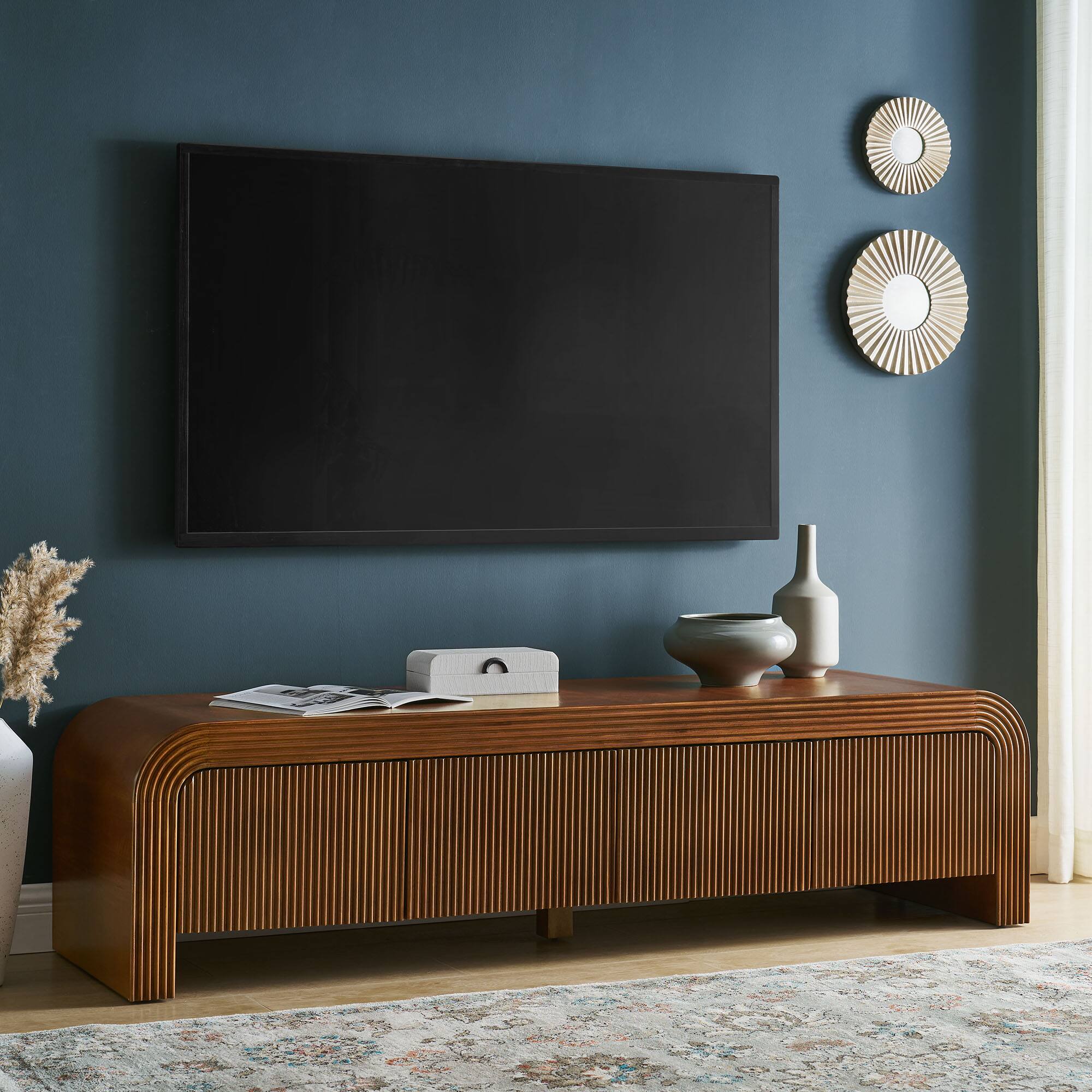 Alt View 4. Modway - Waterflute 68" Fluted TV Stand by Modway - Walnut.