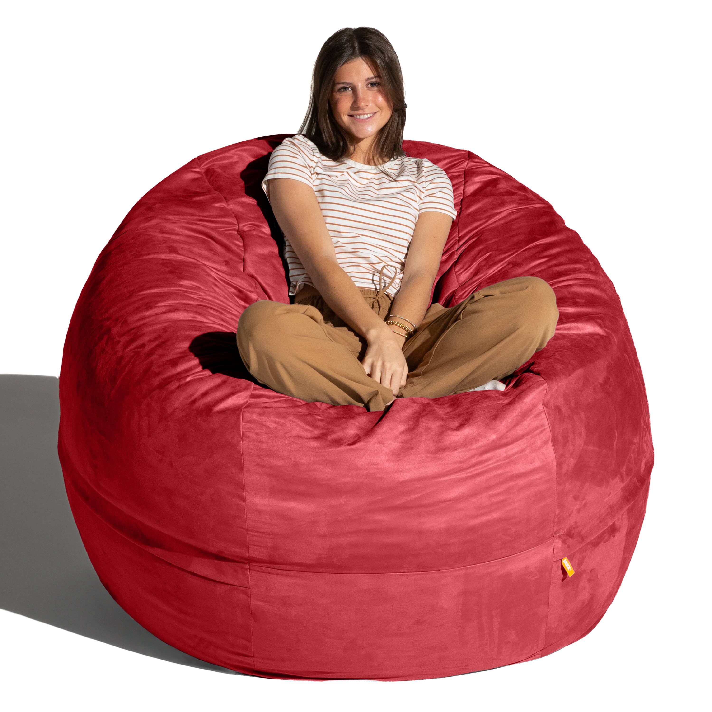 Back. Jaxx - Jaxx Saxx 5 Foot Large Bean Bag w/ Removable Cover, Cinnabar - Cinnabar.