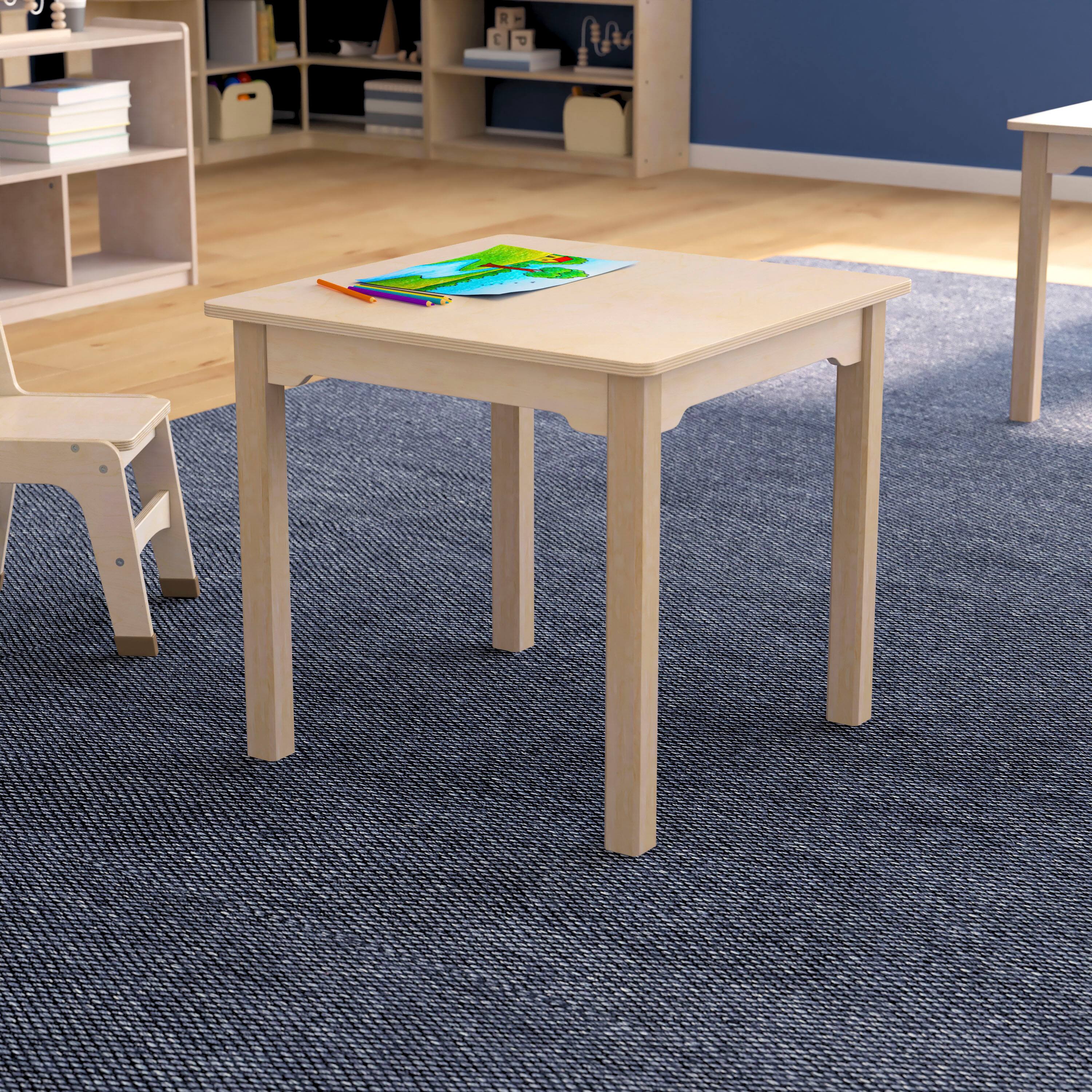 Alt View 1. Flash Furniture - Bright Beginnings Commercial Grade Wooden Square Preschool Classroom Activity Table, (23.5"W x 21.25"H), Beech - Natural.