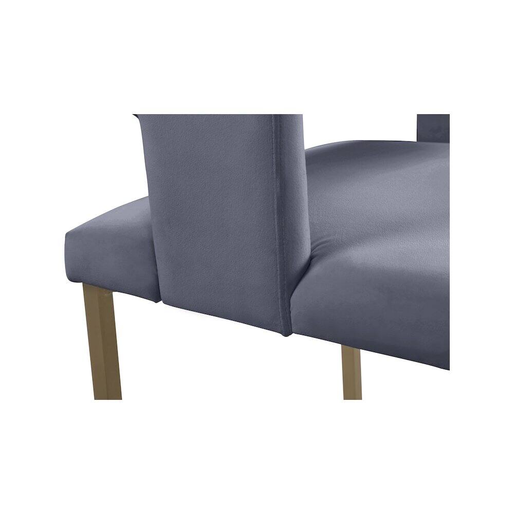 Alt View 4. Meridian Furniture - Caleb Grey Velvet Dining Chair, Set of 2 - Grey.