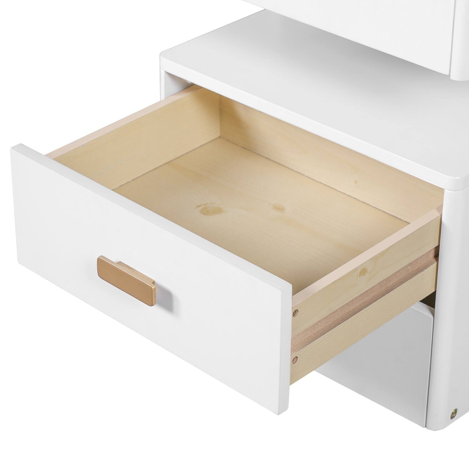 Back. Lirago - White 3-in-1 Makeup Vanity Desk with Flip Mirror LED Lights and Ample Drawers 16.3”D x 45.25“ W x 31.3“ H - White.