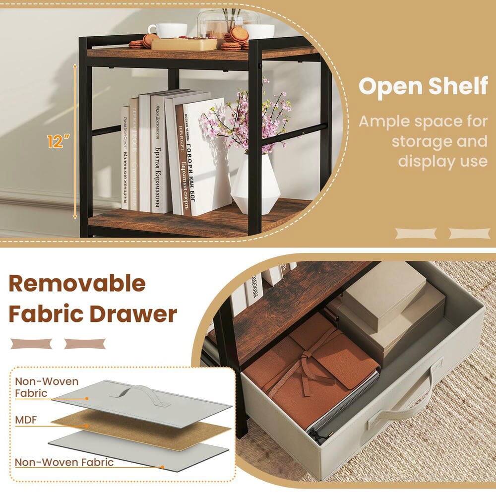 12" - Onon top

Open Shelf
Ample space for storage and display use

Removable Fabric Drawer
Non-Woven Fabric
MDF
Non-Woven Fabric