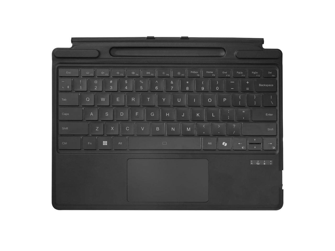 Esc F1 F2 F3 F4 F5 F6 F7 PrtScn F8 Home F9 End F10 PgUp F11 PgDn F12 Del  
! 1 @ 2 # 3 $ 4 % 5 ^ 6 & 7 * 8 ( 9 ) 0 _ - + = Backspace  
Tab Q W E R T Y U I O P { [ } ] | Enter  
Caps A S D F G H J K L : ; " ' Shift  
Z X C V B N M , < . > ? / Shift  
Ctrl Fn Alt Spacebar Alt  
Ctrl Windows Fn Alt