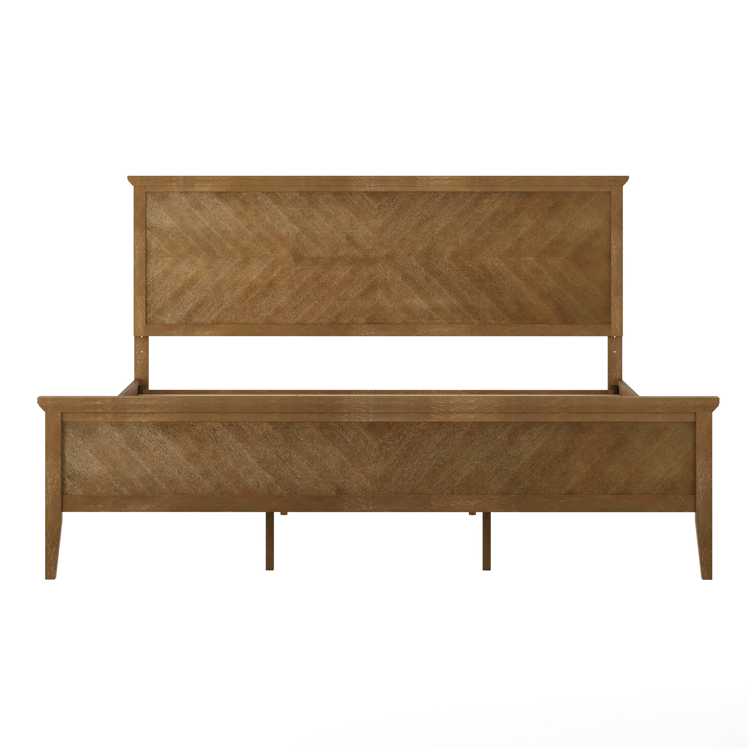 Angle. Flash Furniture - Fiona Light Brown King Size Solid Wood Platform Bed Frame with Headboard, Footboard, and Slatted Bottom - Brown.