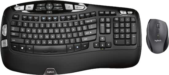 Logitech – MK570 Comfort Wave Wireless Keyboard and Optical Mouse – Black