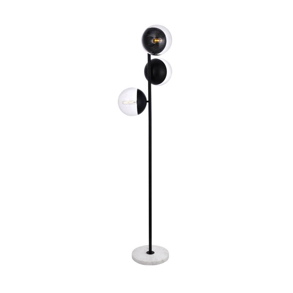 Alt View 2. Living District - Eclipse 3 Lights Black Floor Lamp With Clear Glass - Black And Clear.