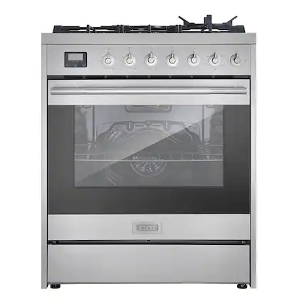 Front. Empava - 30 in. Gas Range with 5 Sealed Burners, 5.0 Cu.Ft Convection Kitchen Oven - LP Convertible - Storage Drawer - Stainless steel.