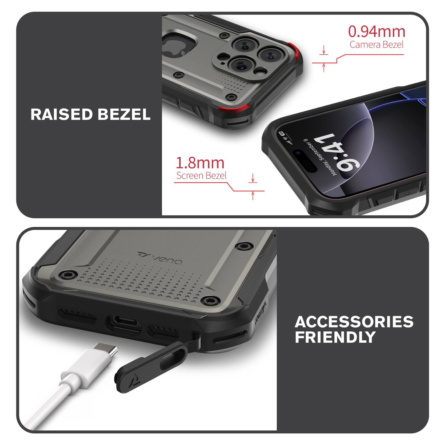 RAISED BEZEL 0.94mm Camera Bezel 1.8mm Screen Bezel ACCESSORIES FRIENDLY