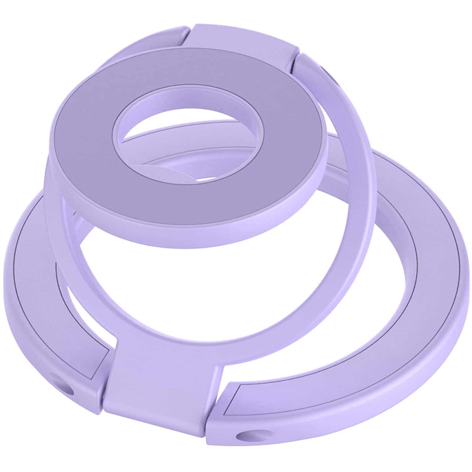 Dteck - Three-Foldable Double-Sided Phone Kickstand,Car Mount Compatible,Mag Safe Magnetic Phone Ring Stand,Metal Phone Holder - Light Purple