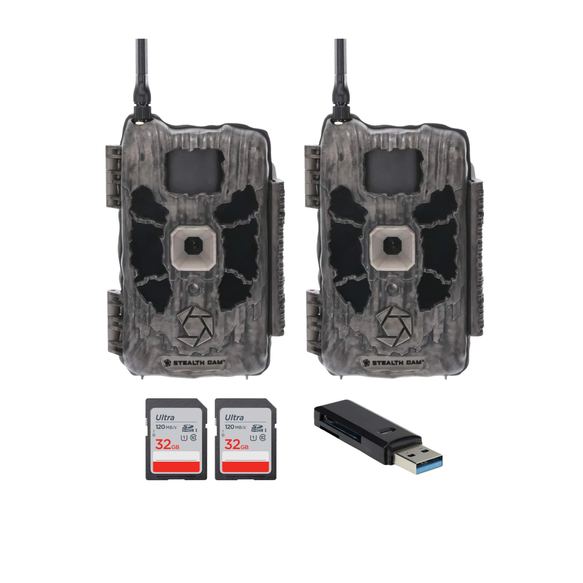 Muddy - Stealth Cam Deceptor Dual Network Trail Camera (2 Pack) Bundle with Accessories