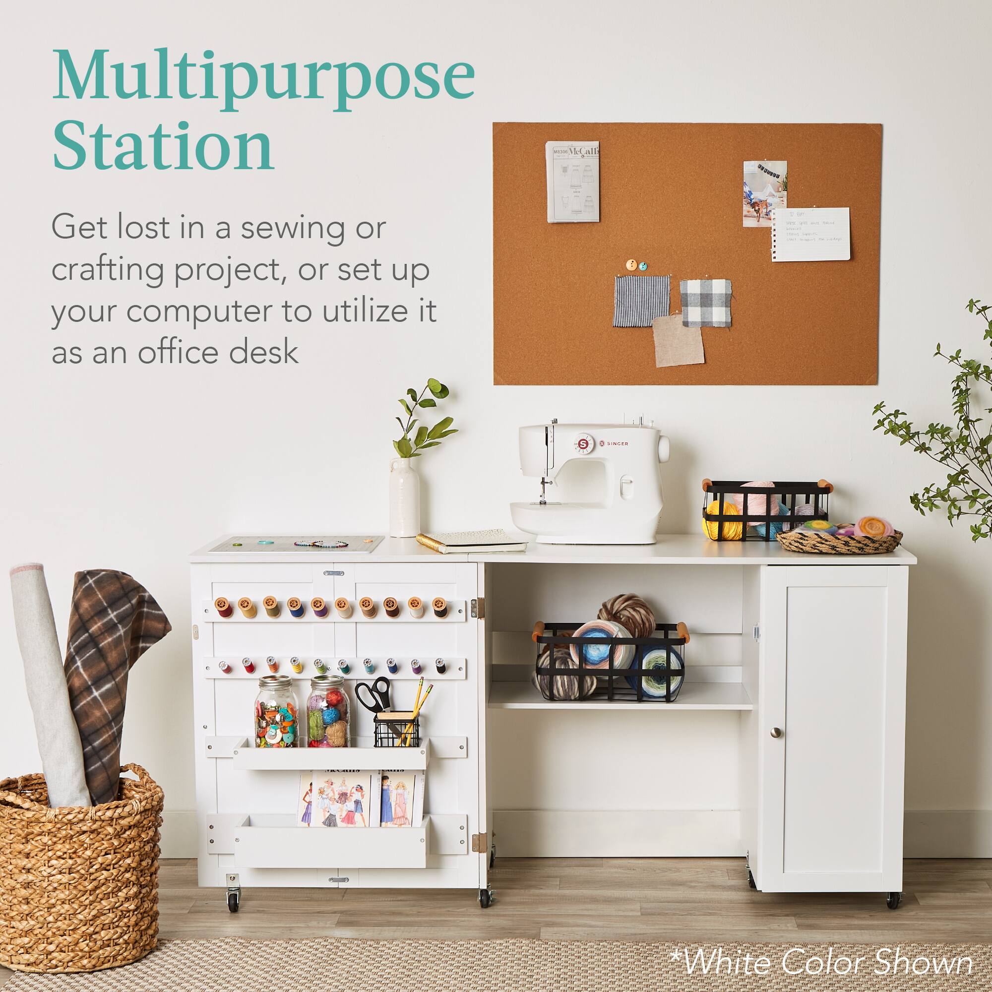 Multipurpose Station

Get lost in a sewing or crafting project, or set up your computer to utilize it as an office desk.

*White Color Shown