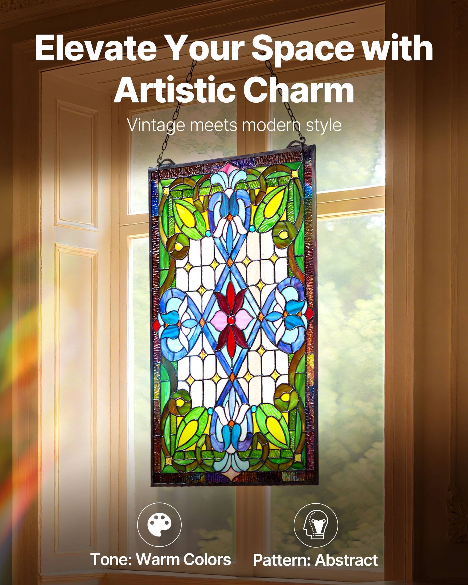 Elevate Your Space with Artistic Charm  
Vintage meets modern style  
Tone: Warm Colors  
Pattern: Abstract