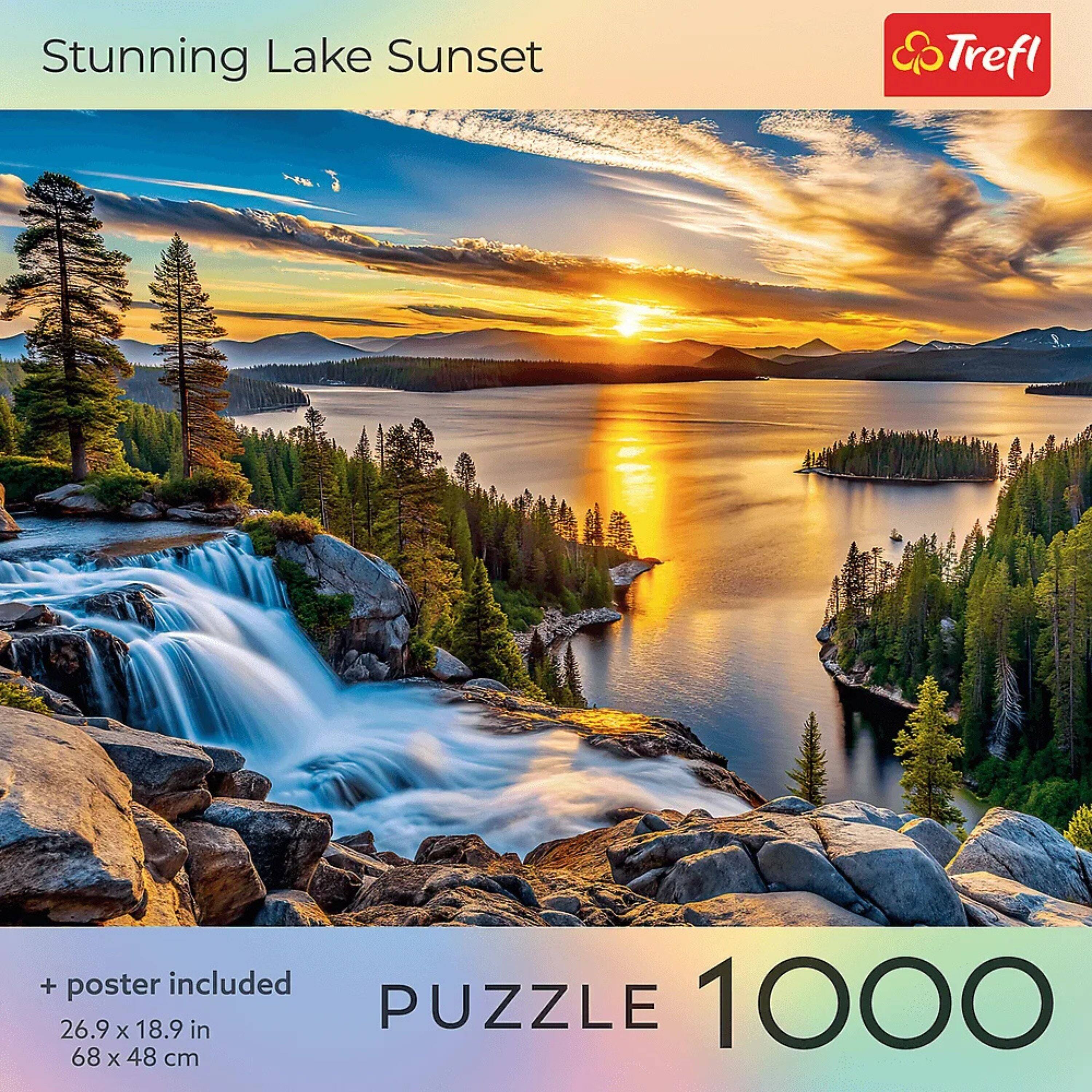 Stunning Lake Sunset  
Trefl  

+ poster included  
26.9 x 18.9 in  
68 x 48 cm  

PUZZLE 1000
