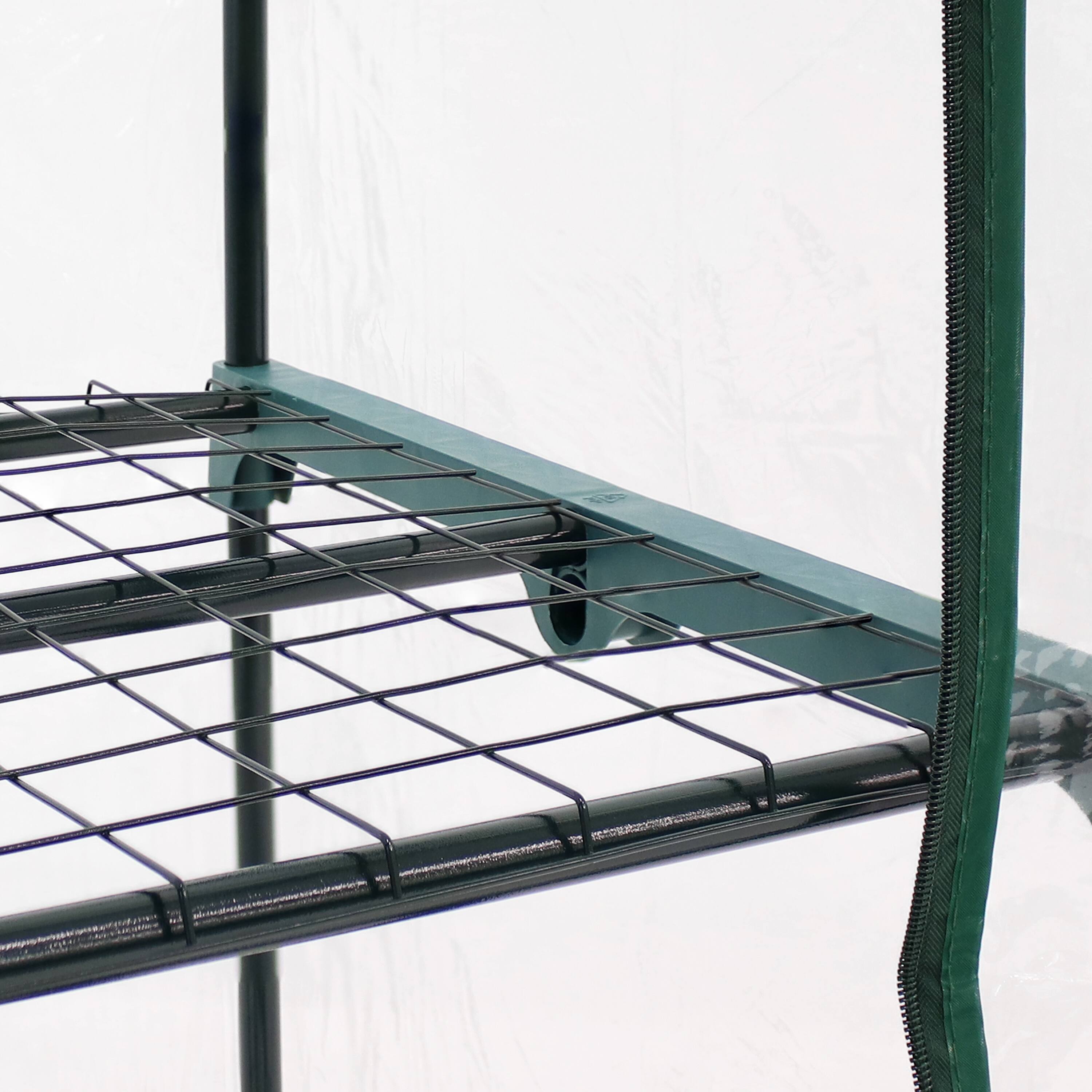 Alt View 7. Sunnydaze - Iron PVC Cover Mini Greenhouse with 3 Shelves/Zipper - Clear.