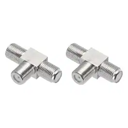 Unique Bargains - 2pcs 3 Way Coaxial Connector F Female to 2 F Female Adapter 75 Ohm Waterproof for Antenna, TV, Satellite - Silver