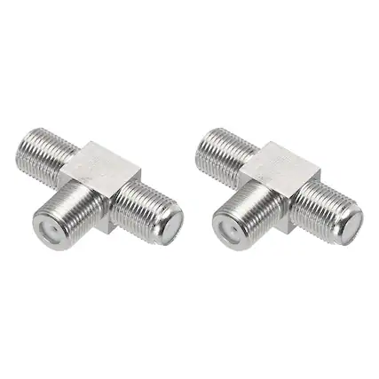 Front. Unique Bargains - 2pcs 3 Way Coaxial Connector F Female to 2 F Female Adapter 75 Ohm Waterproof for Antenna, TV, Satellite - Silver.