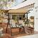 Alt View 2. Costway - Costway 2-Seat Outdoor Patio Swing Adjustable Canopy Tempered Glass Table Top Cup Holder - Beige.