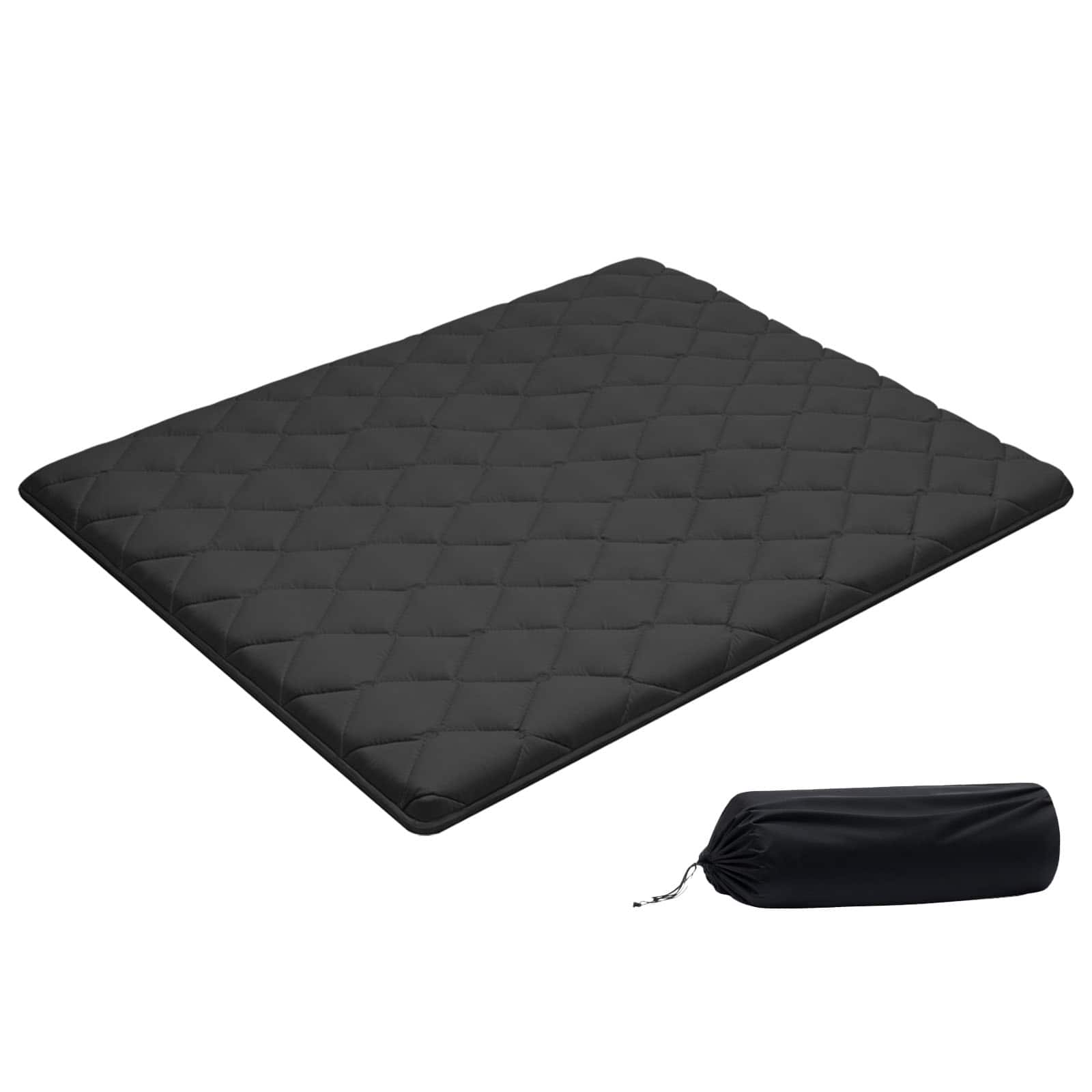 VEVOR - Japanese Tatami Mat, Queen Size Foldable Japanese Tatami Mattress, Futon Mattress with Storage Bag & Fastener - Black