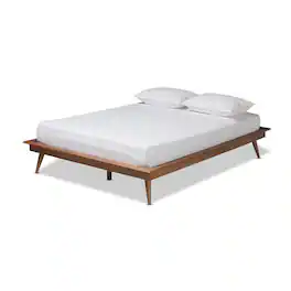 Baxton Studio - Karine Mid-Century Modern Walnut Brown Finished Wood Platform Bed Frame - Ash Walnut