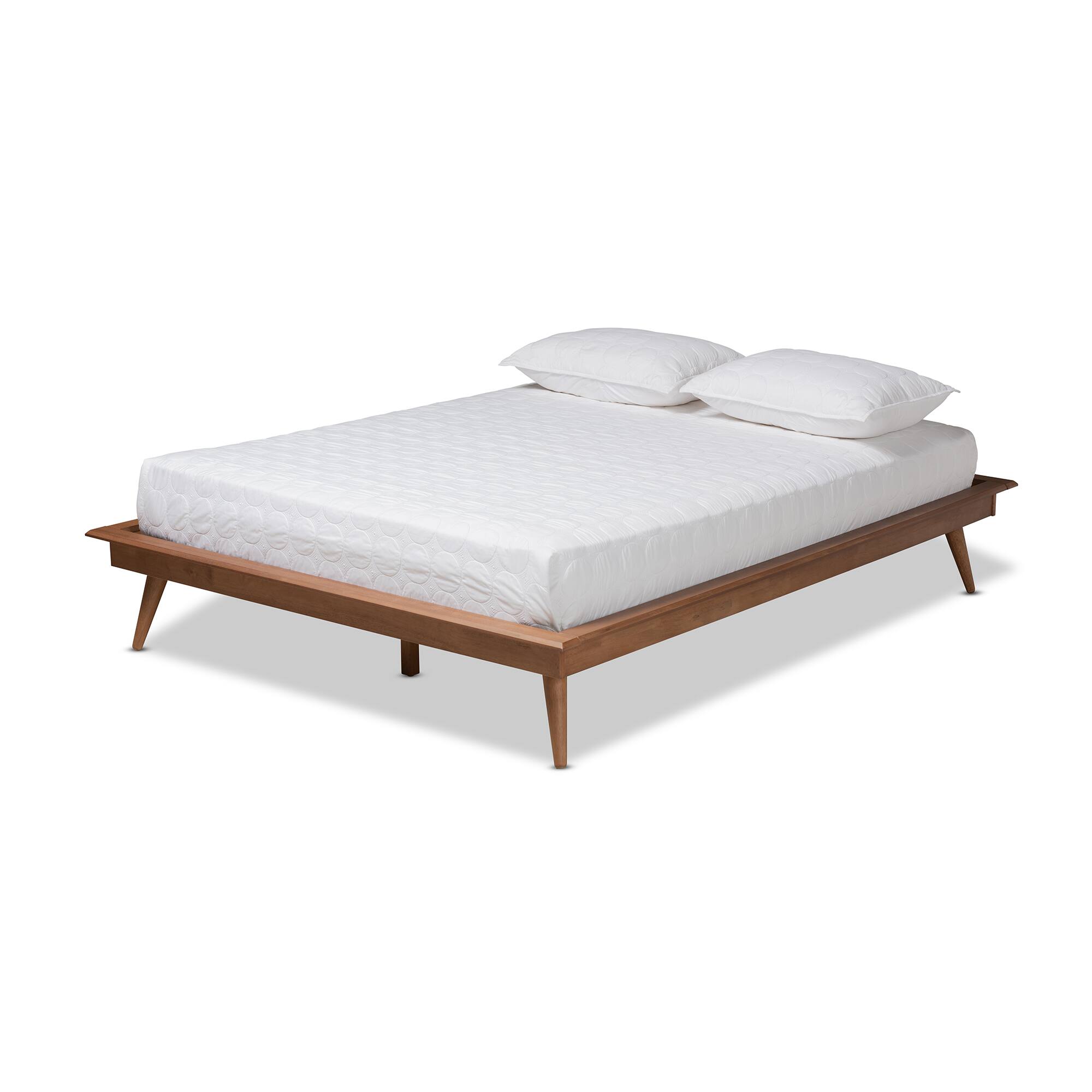 Front. Baxton Studio - Karine Mid-Century Modern Walnut Brown Finished Wood Platform Bed Frame - Ash Walnut.