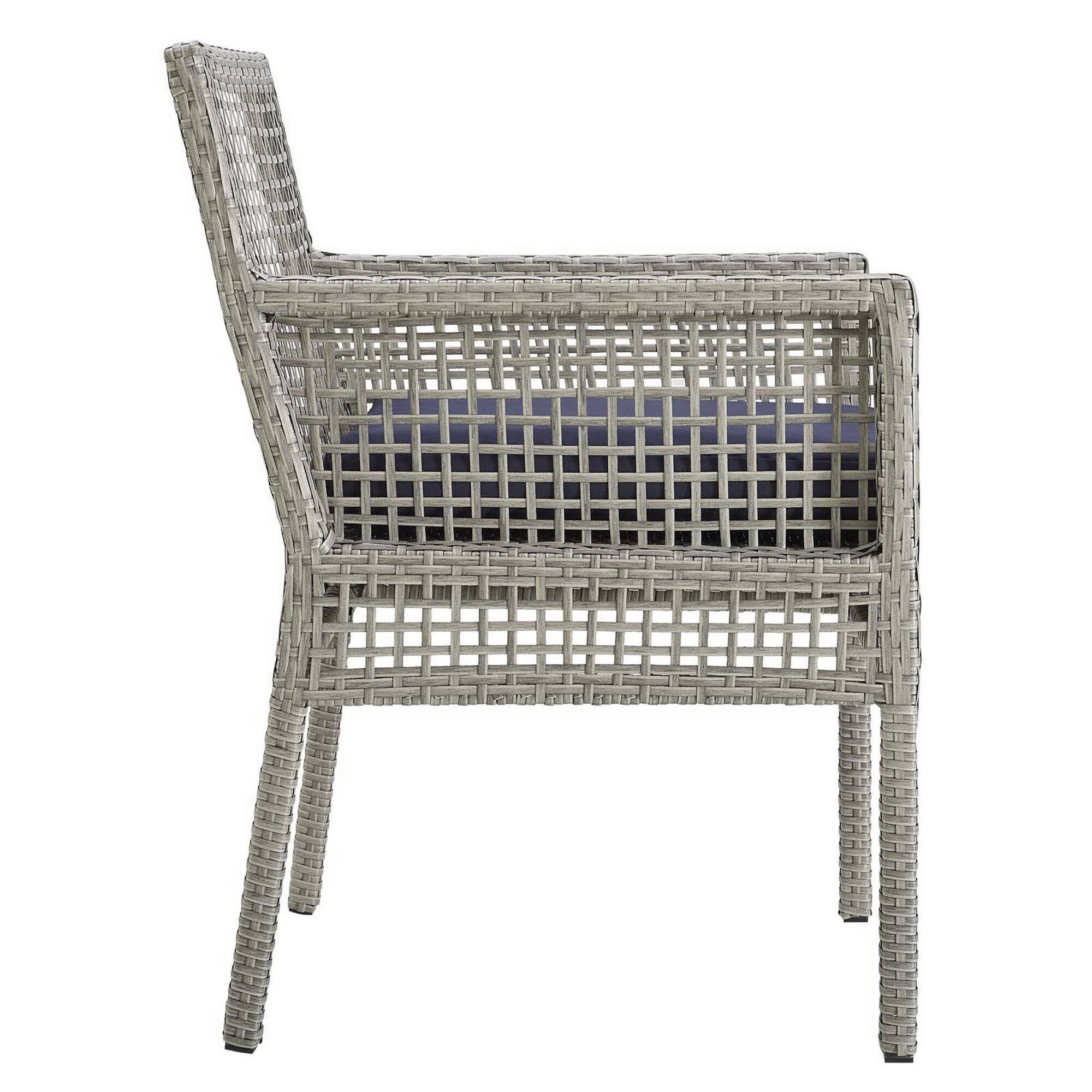 Left. Modway - Aura 7-Piece Outdoor Wicker Rattan Patio Dining Set - Gray Navy.