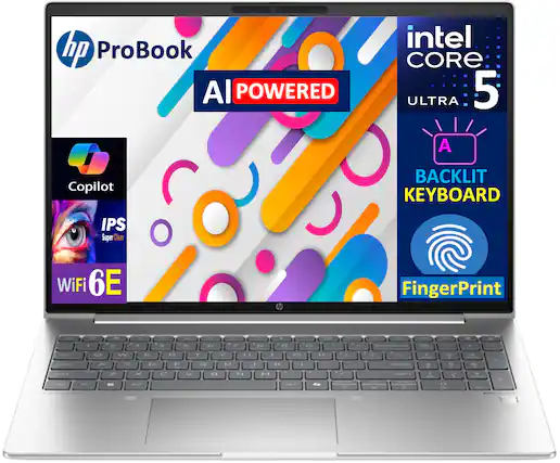 hp ProBook
AI POWERED
intel CORE 5 ULTRA
Copilot
IPS Super Clear
WiFi 6E
BACKLIT KEYBOARD
FingerPrint
