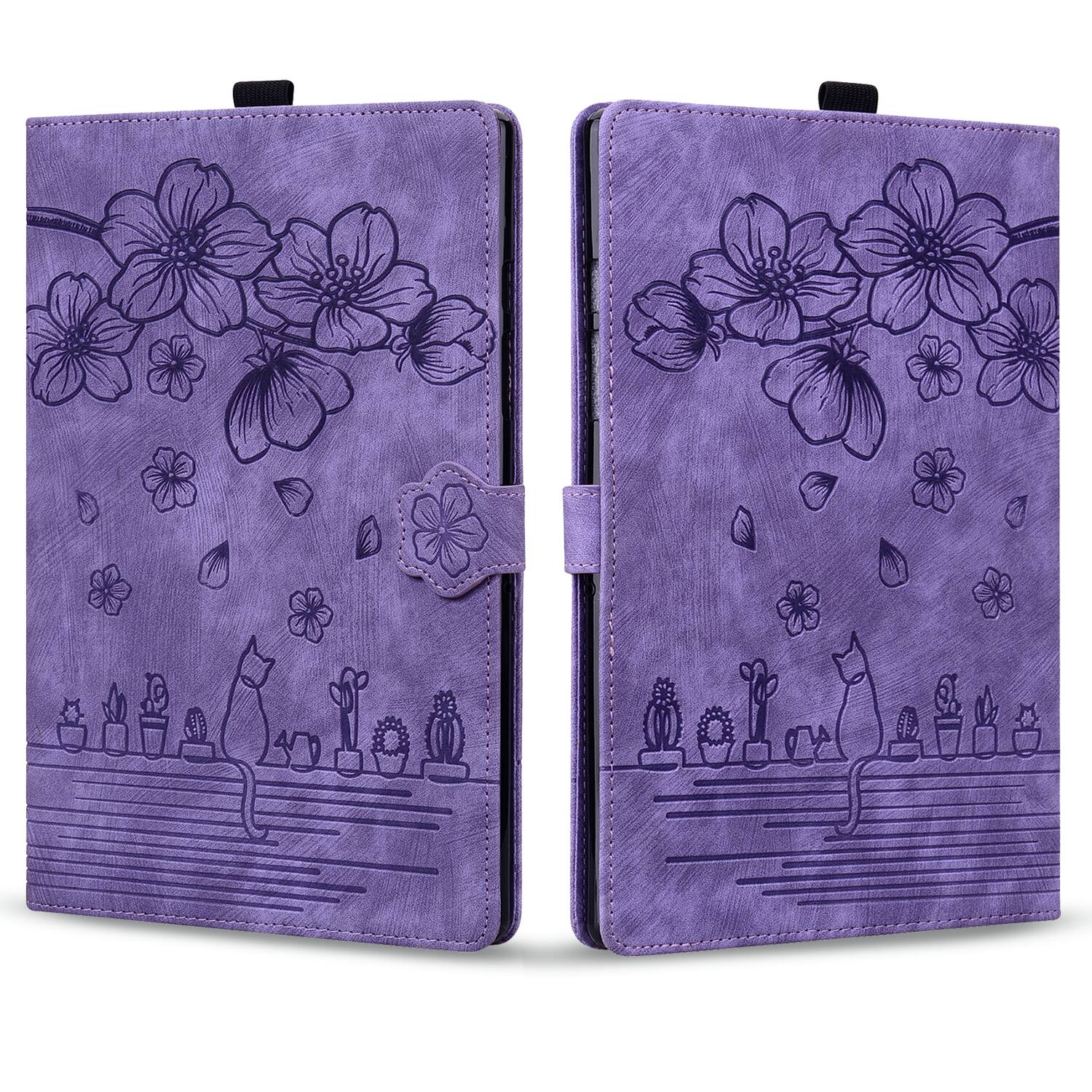 Alt View 4. Dteck - For Amazon Kindle Paperwhite (2024) and Kindle Colorsoft Embossed Flower Pattern Folio Case Card Slots Kickstand Cover - Purple.