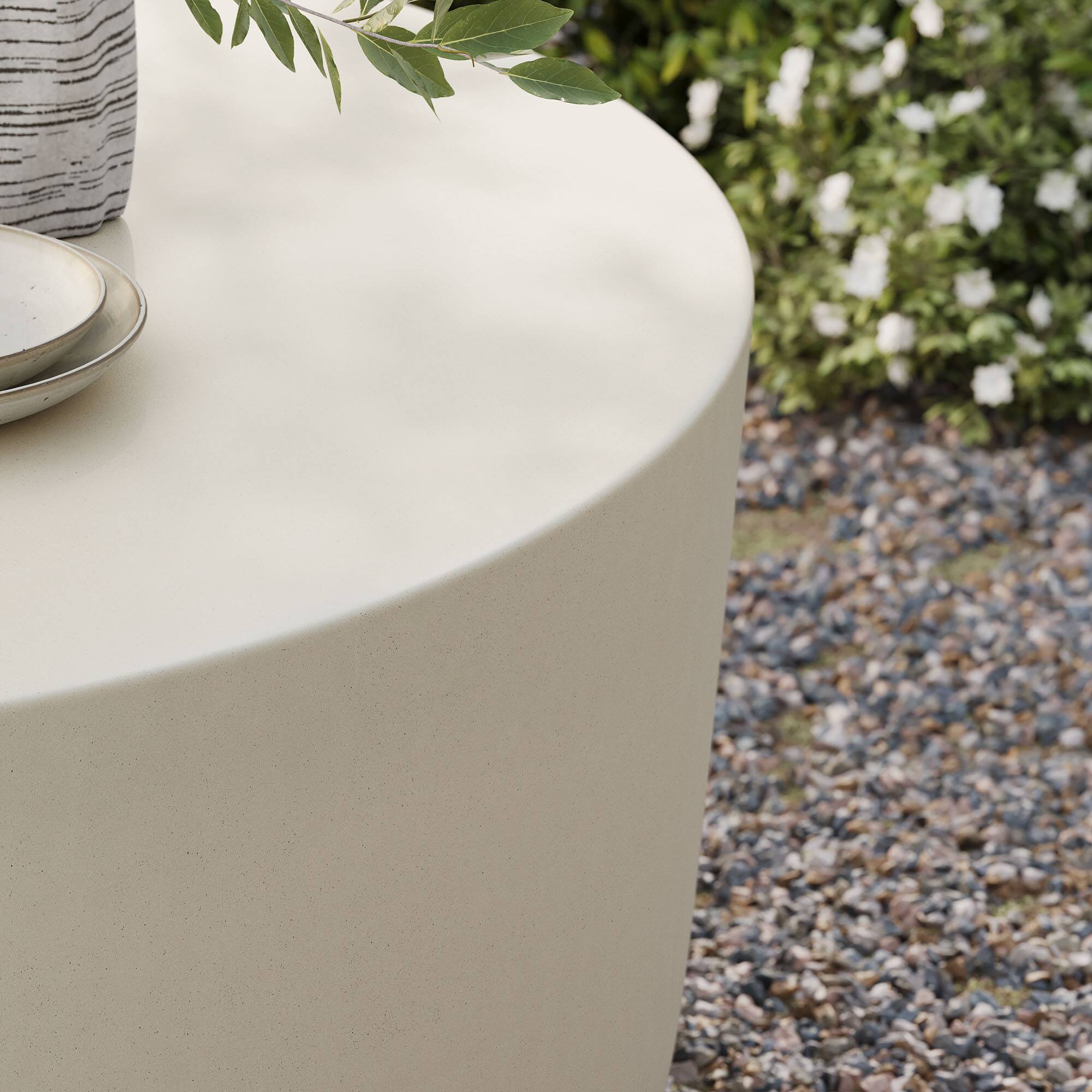 Alt View 2. Modway - Brion Round Indoor - Outdoor Patio Concrete Coffee Table by Modway - White.