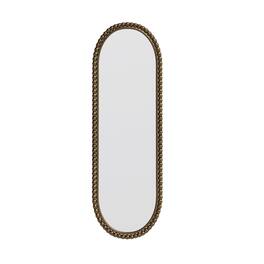 BreeBe - Iron Art Oval Antique Finish Wall Hanging Mirror for Living Room Bedroom Entryway Glass & Metal 15.75x47.25 in - Gold