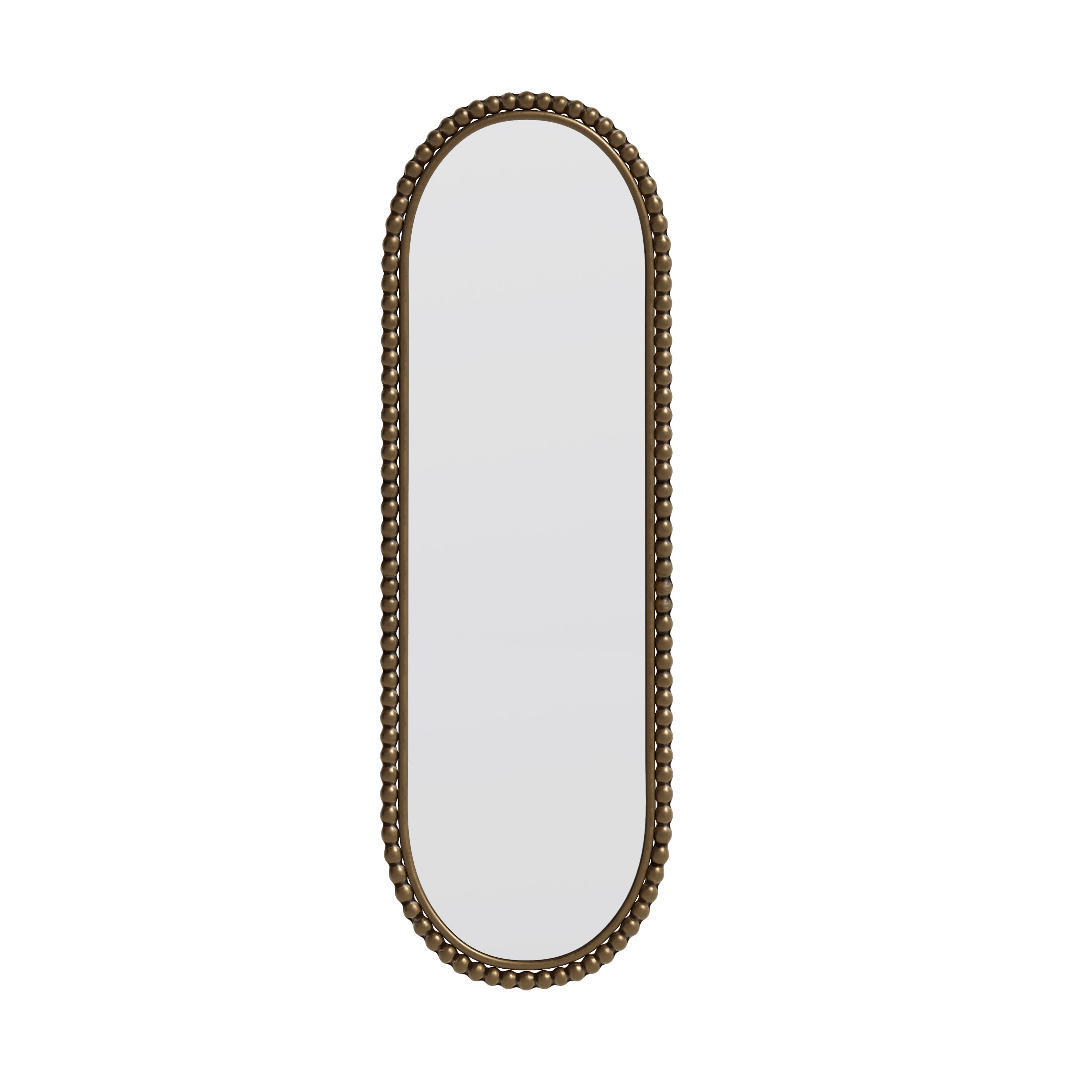 Front. BreeBe - Iron Art Oval Gold Antique Finish Wall Hanging Mirror for Living Room Bedroom Entryway Glass & Metal 15.75x47.25 in - Gold.