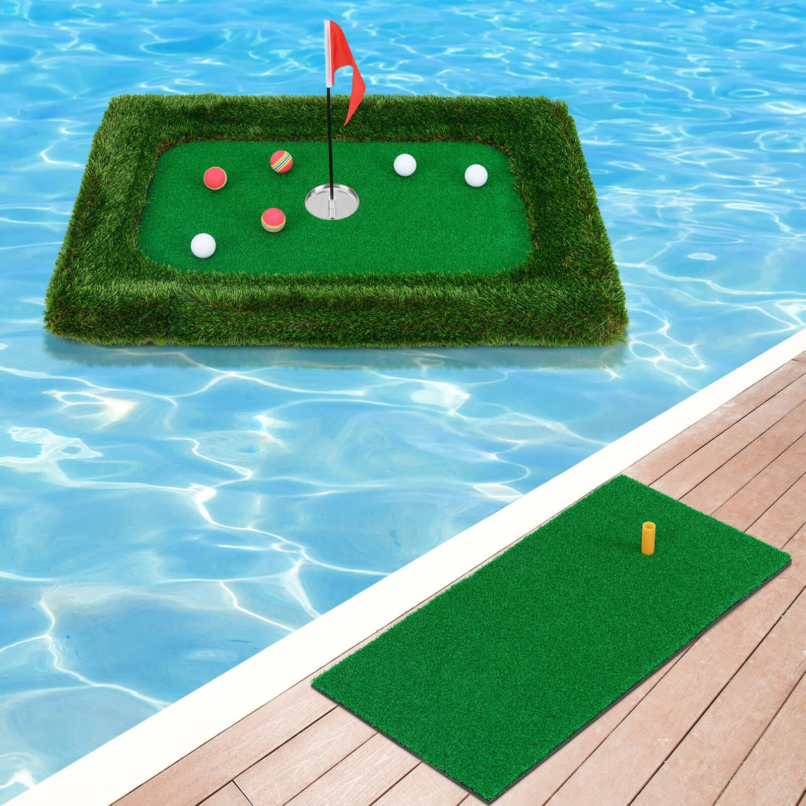 Alt View 3. Costway - Costway Rectangular Floating Golf Green for Pool Includes Golf Hitting Mat 6 Golf Balls - Green.