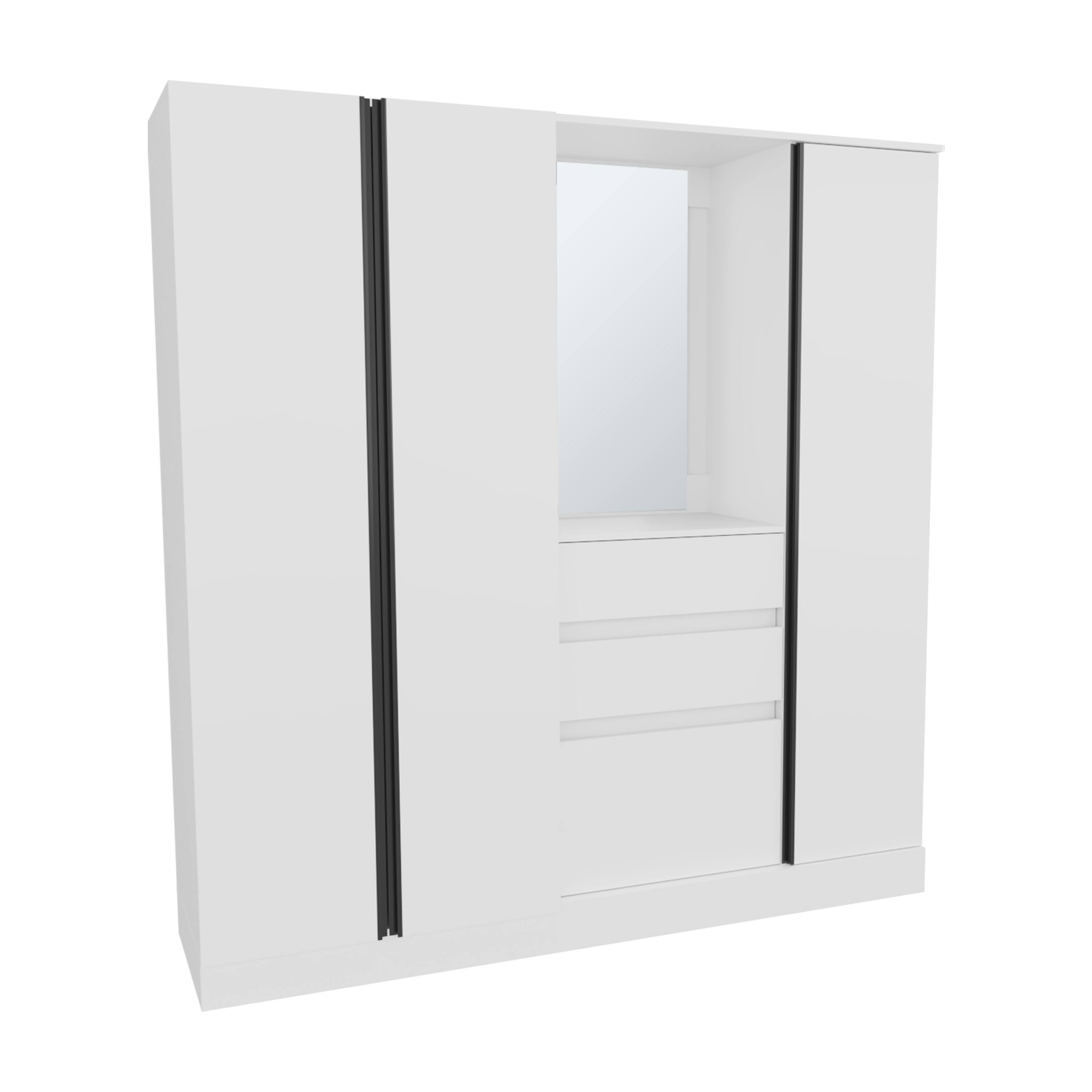 Alt View 1. TuHome - Kamelot 1,80 Armoire With Double Doors, Hanging Rod And Interior Shelves - White.