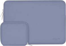 Front. mosiso - 15 inch Laptop Sleeve with Neoprene Padding and Small Accessory Pouch - Lavender Gray.