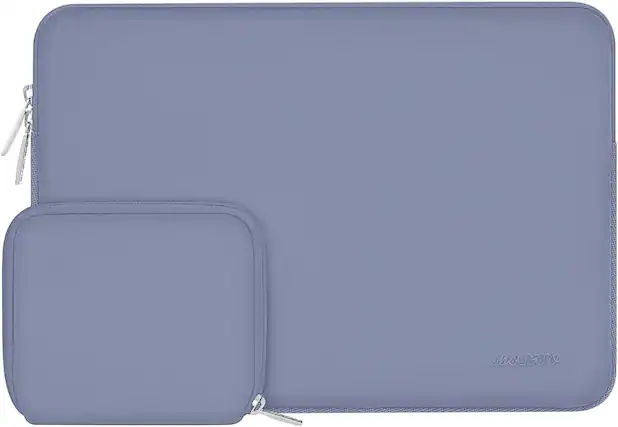 Front. mosiso - 13-13.3 inch Laptop Sleeve Bag for MacBook Air Pro 13 14 HP Dell ASUS Lenovo, Neoprene Computer Sleeve with Small Case - Lavender Gray.
