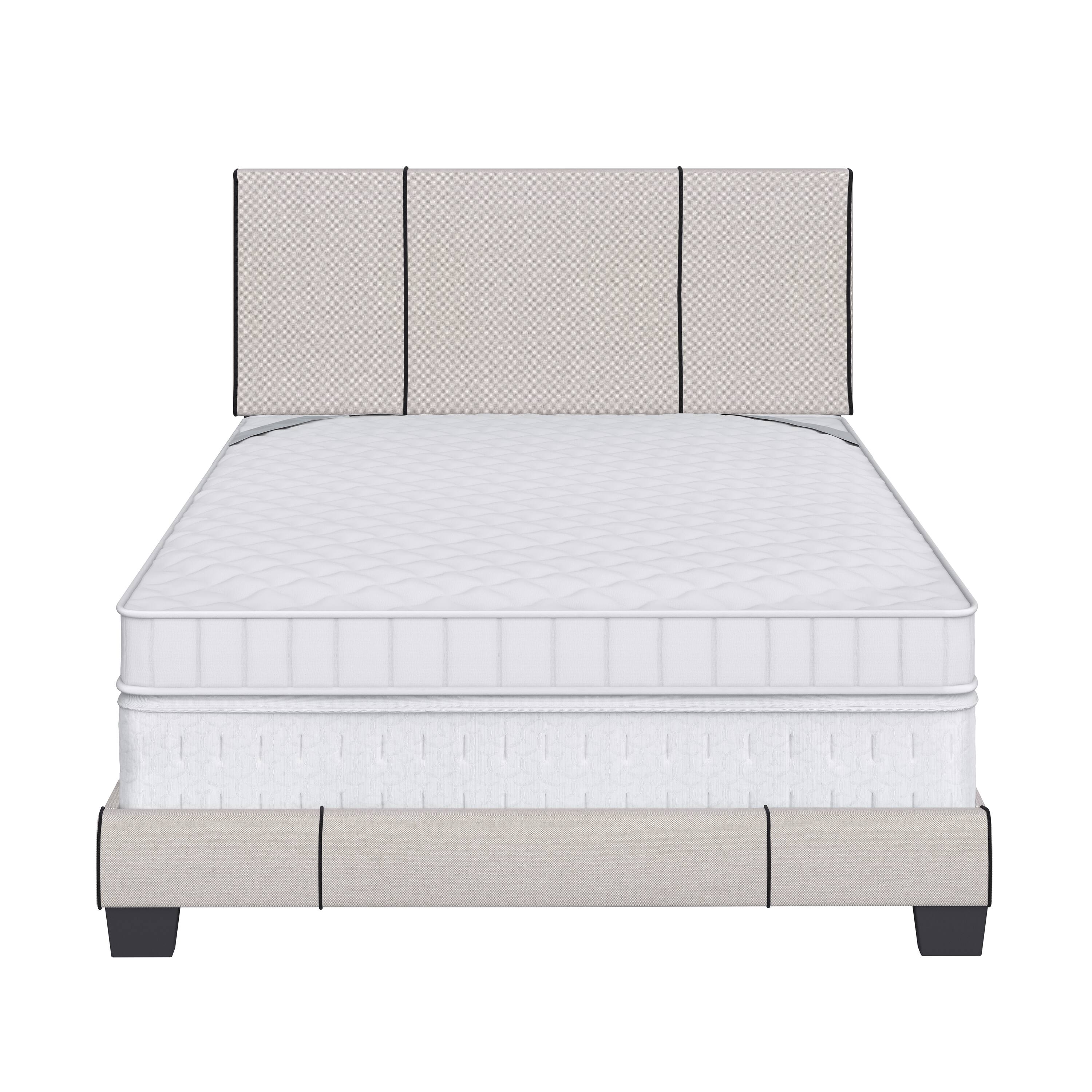 Alt View 3. Boyd Sleep - Lucena Upholstered Bed Frame, 4 Slat Wood Support System, Box Spring Required, Twin - White.