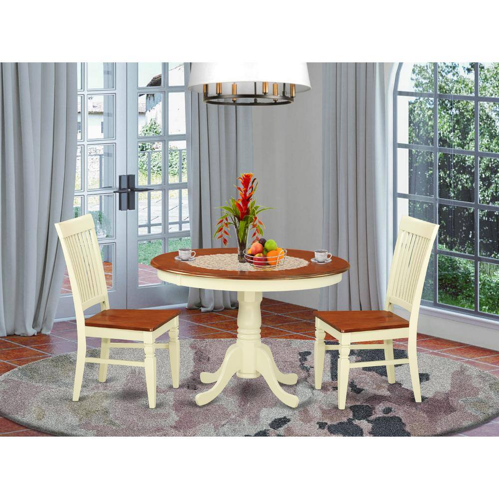 Back. East West Furniture - Dining Room Set Buttermilk & Cherry - Brown.