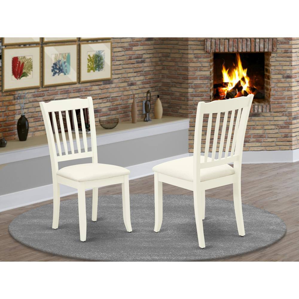 Angle. East West Furniture - Dining Chair Linen White - Brown.