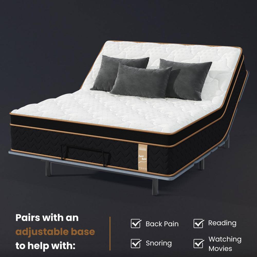 Pairs with an adjustable base to help with:

- Back Pain
- Snoring
- Reading
- Watching Movies