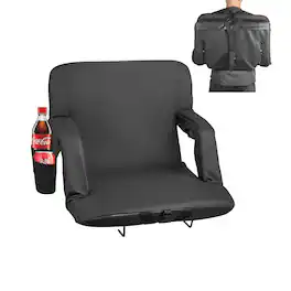 VEVOR - Stadium Seat, 6 Adjustable Angle Bleacher Chair, 2.9'' Cushion Stadium Seat with Back Support and Armrest - Black