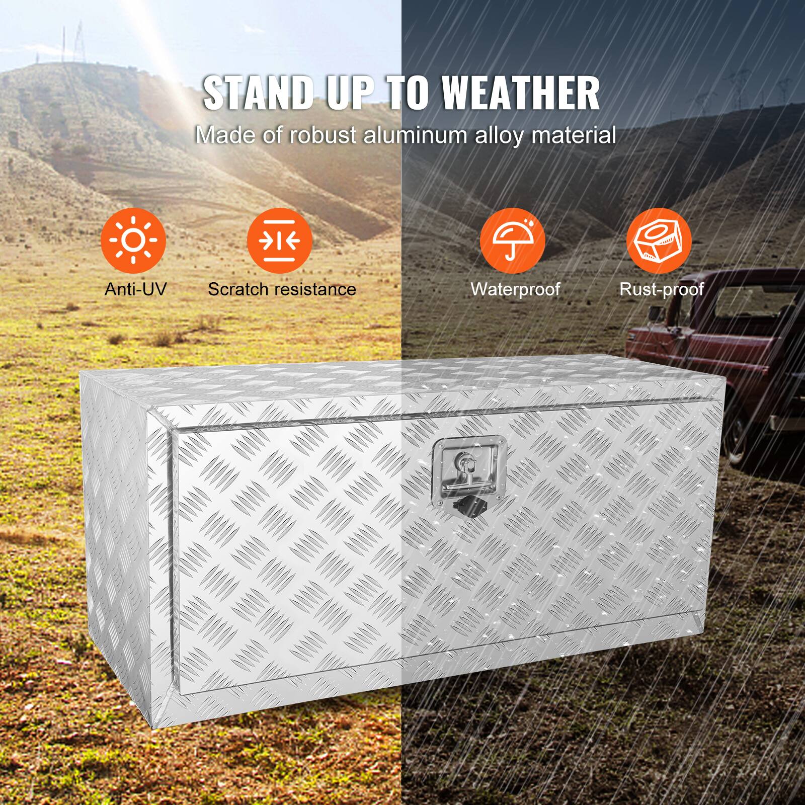 STAND UP TO WEATHER
Made of robust aluminum alloy material
Anti-UV
Scratch resistance
Waterproof
Rust-proof
