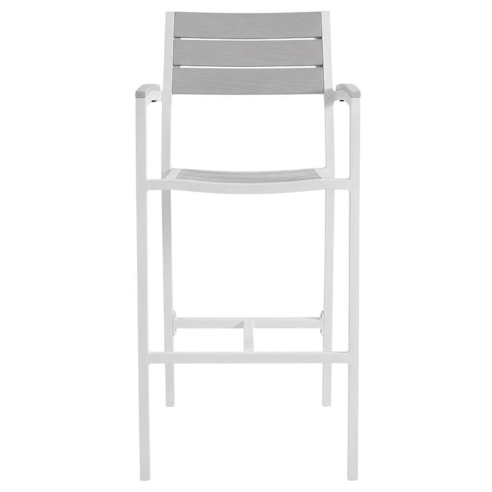 Back. Outdoor Escape - Outdoor Patio Bar Stool Set Of 2 With Armrests And Sturdy Construction - Gray.
