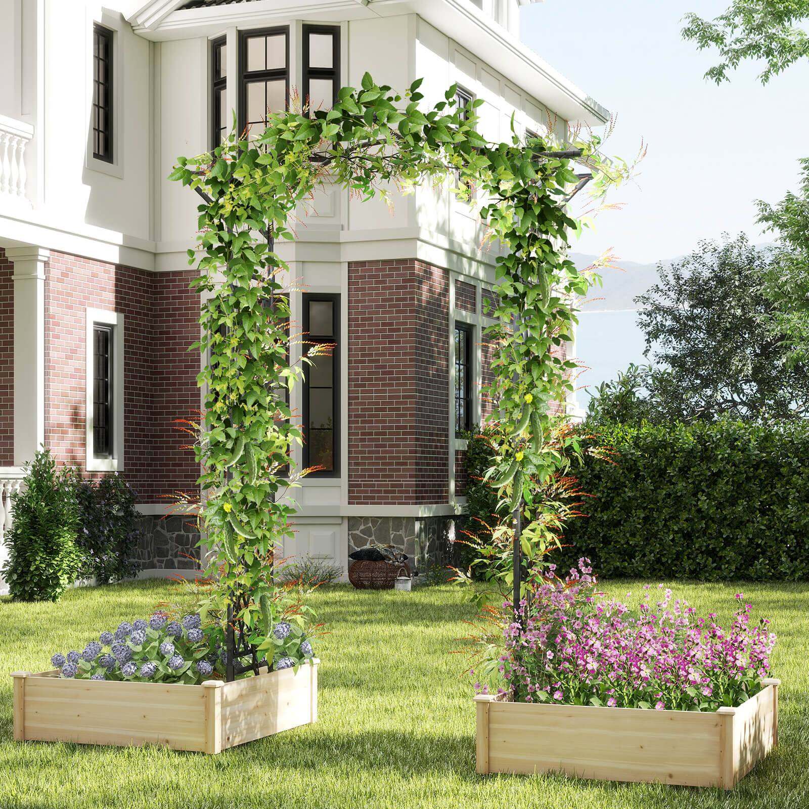 Alt View 3. Costway - Costway 83" Garden Arch Trellis for Climbing Plants with Upgraded Metal Frame for Flowers - Black.