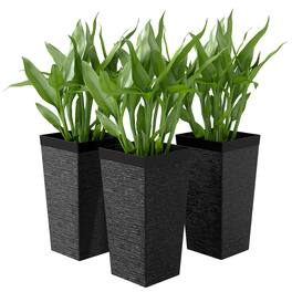 Outsunny - Inch Set of 3 Outdoor Planters with Stone Finish and Wheels